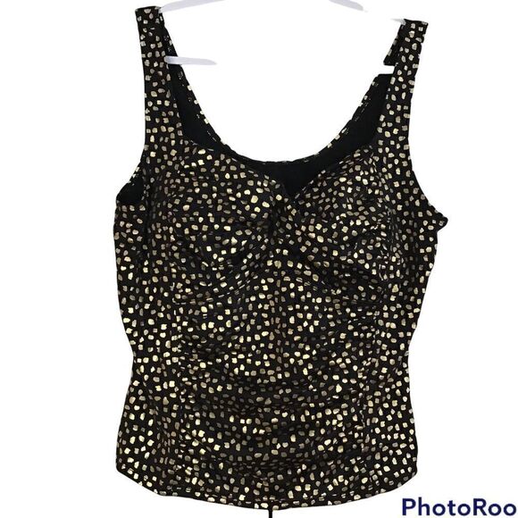 Swimsuit 4 All Ruched Polka Dot Tankini Top - Picture 1 of 4